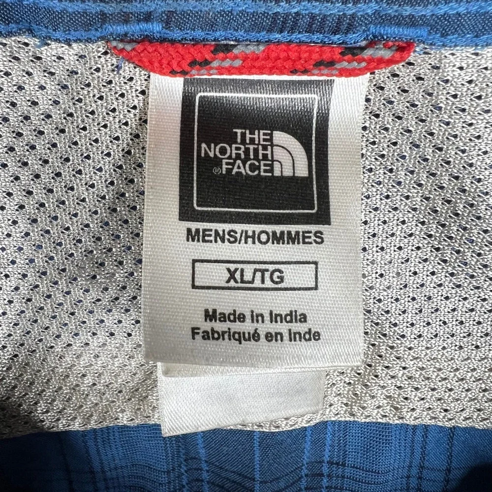 The‎ North Face Mens XL Blue Plaid Short Sleeve Button Down Hiking Shirt Pocket